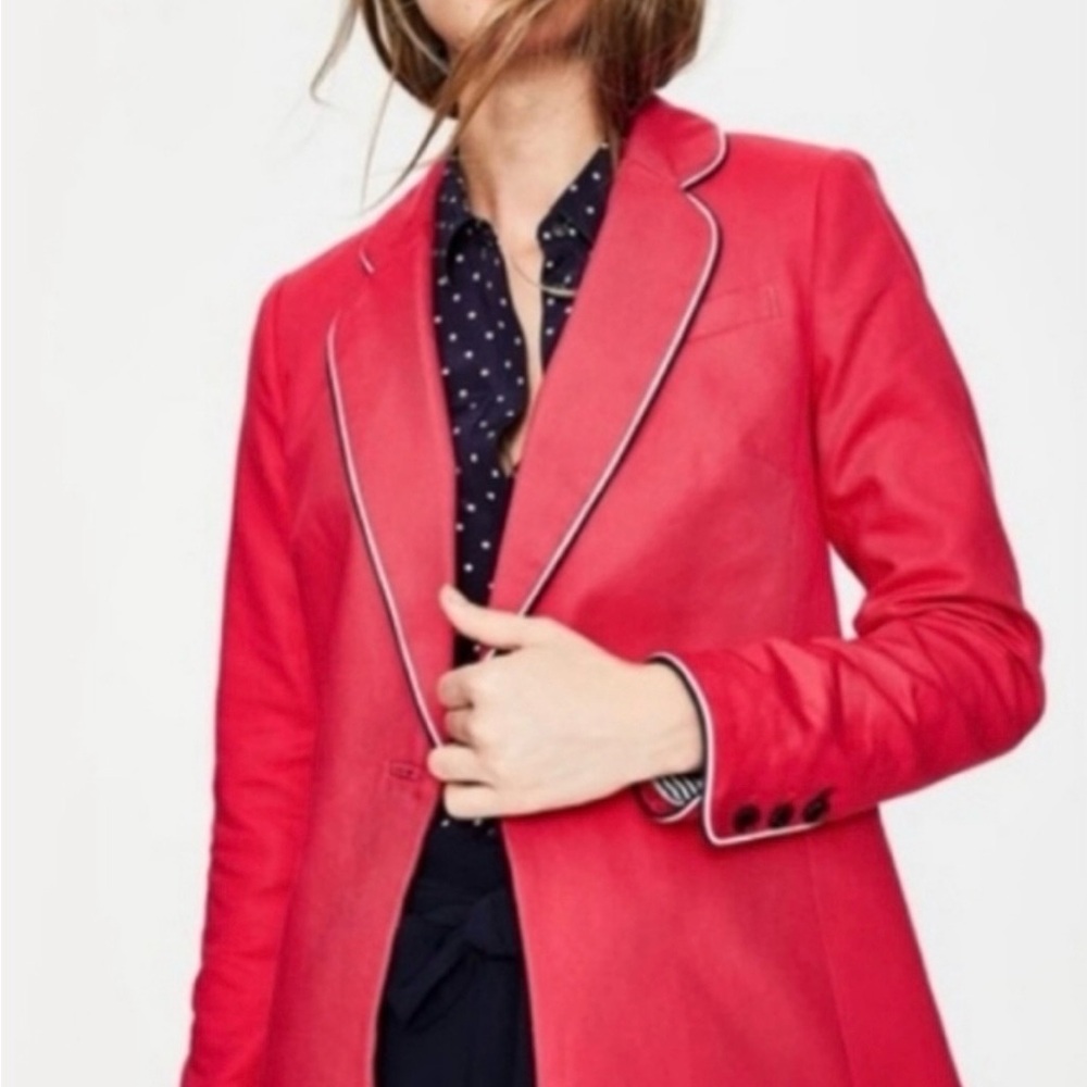 Boden Red Tailored Blazer with White Trim